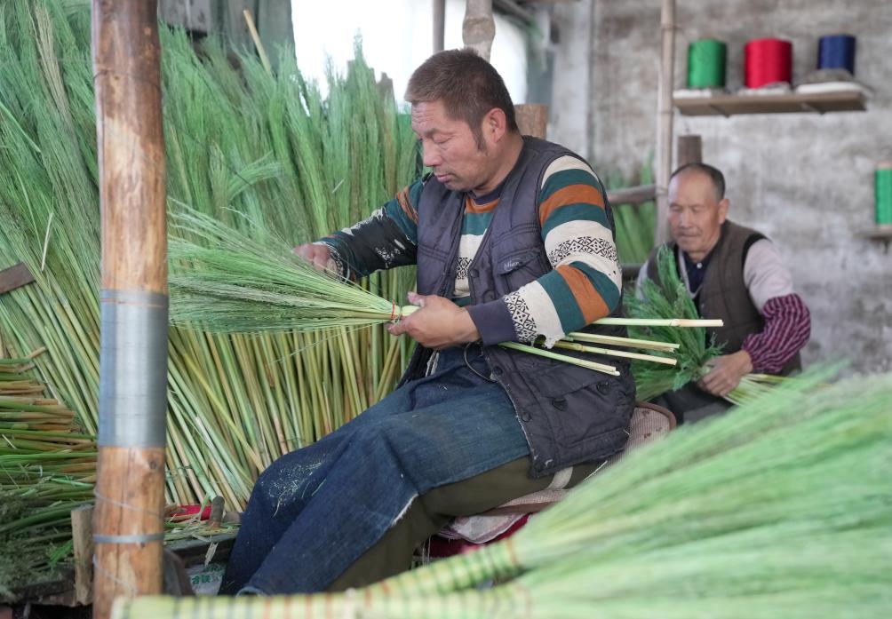 河北樂(lè )亭：笤帚加工促增收